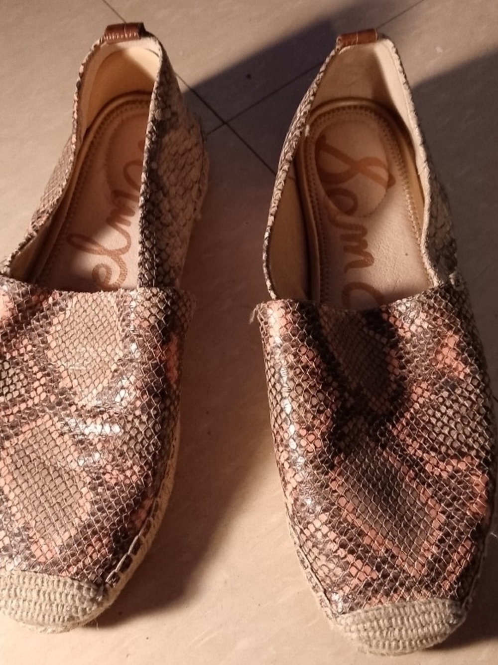Sam Edelman Khloe Metallic Snake Print Espadrille Flats